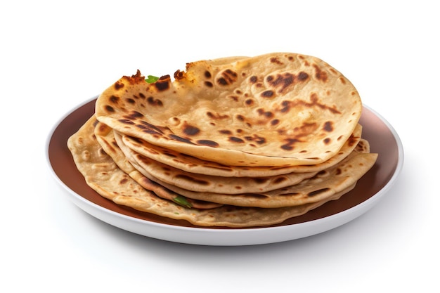 autentan 접시에 aloo paratha 간단한 격리 된 흰색 배경