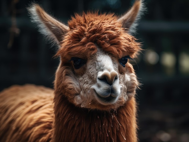 Alpaca close-up portret gemaakt met generatieve AI-technologie