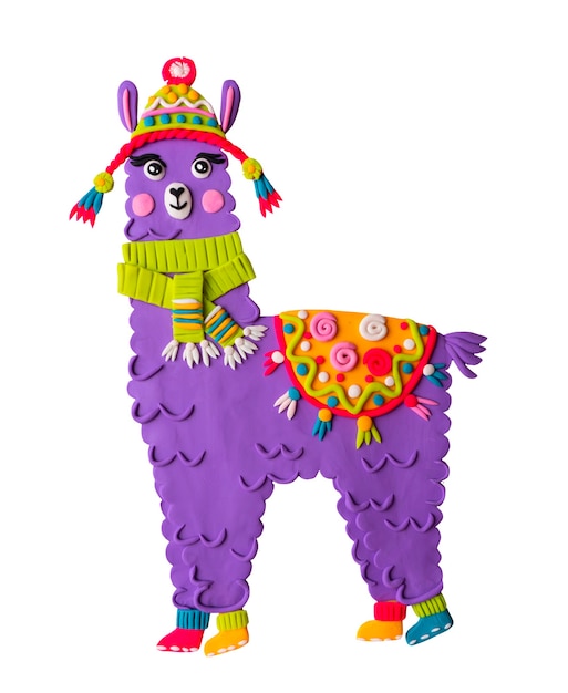 Foto alpaca simpatico lama animale fatto a mano illustrazione di plastilina