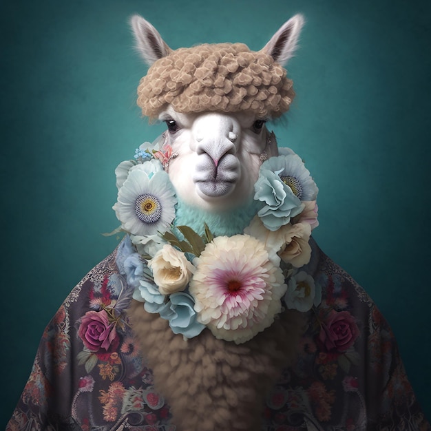 alpaca in floral flora blooming flowers outfits