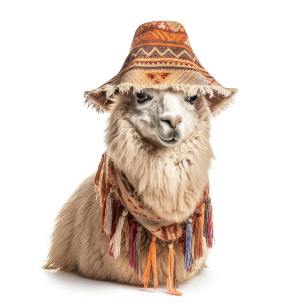 사진 페루 의 옷 을 입은 알파카
