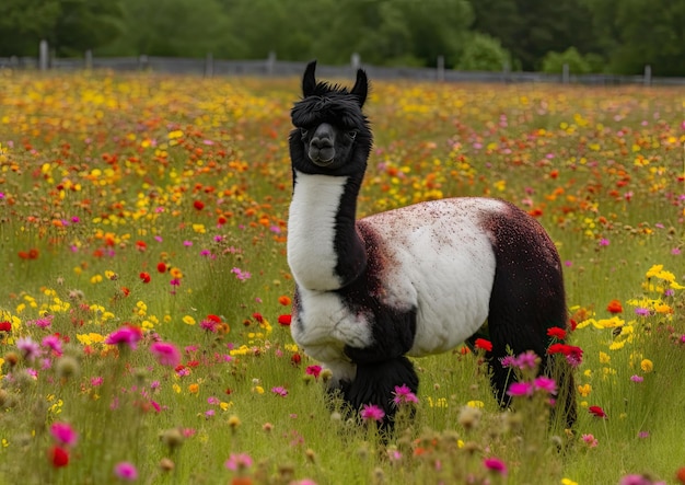 Photo the alpaca a species of south american camelid mammal