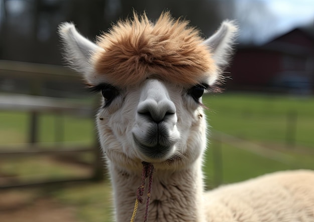 Foto l'alpaca è una specie di mammifero camelide sudamericano