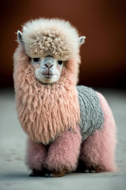 Alpaca with pink fur