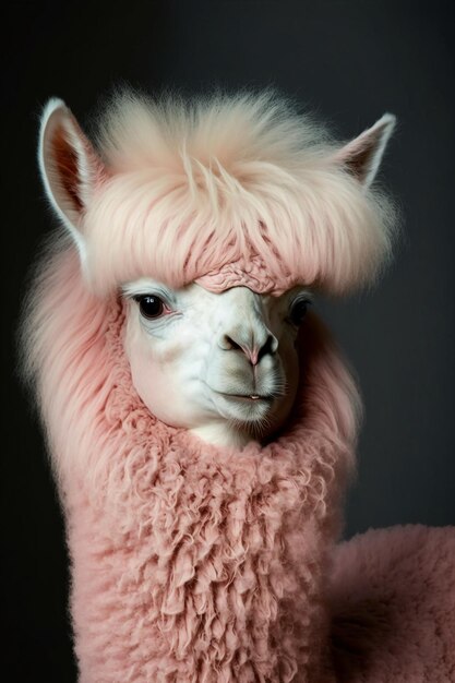 Alpaca with pink fur