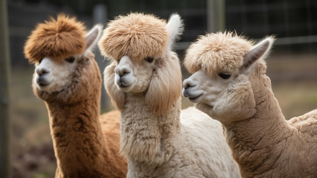 Alpacas in a pen with the word alpacas on it