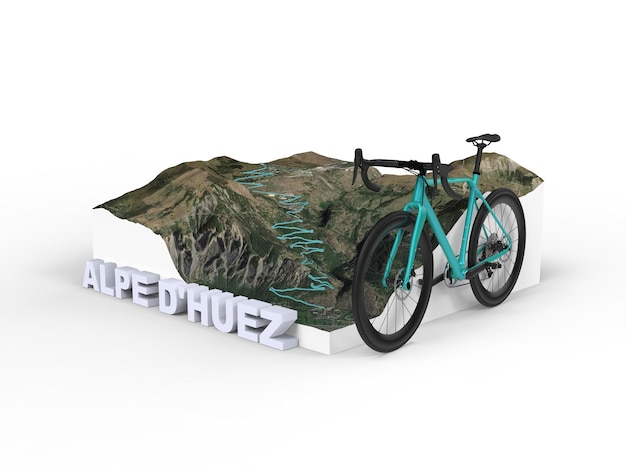 Photo alpe d'huez 3d map for cycling