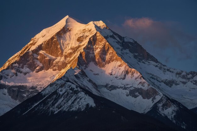 Alpenglow on SnowCapped Mountain Peak