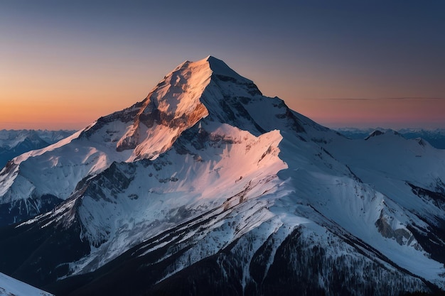 Alpenglow on SnowCapped Mountain Peak