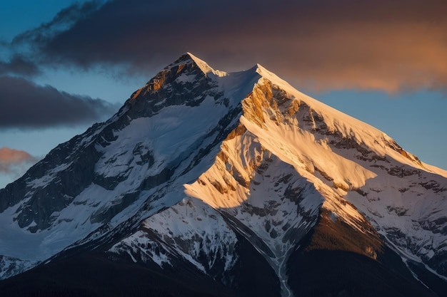 Alpenglow on SnowCapped Mountain Peak