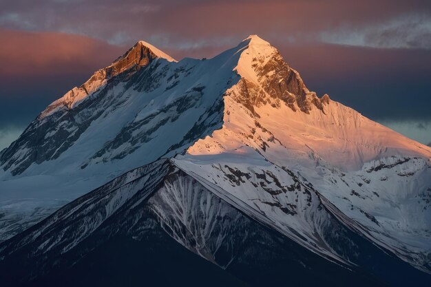 Alpenglow on SnowCapped Mountain Peak