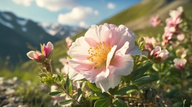 Alpenrose-bloem bloeide prachtig met natuurlijke achtergrond Generatieve AI