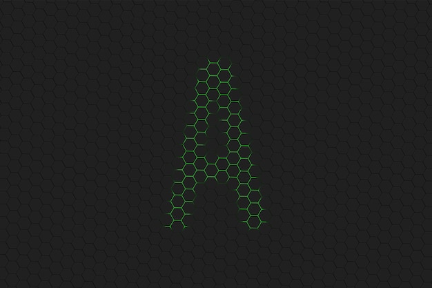 Alpha sign. alpha letter, Greek Alphabet Symbol, green hexagon