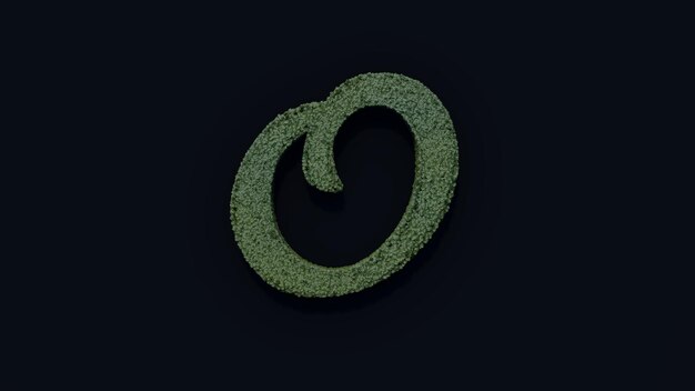 Photo alphabet 3d rendering of grass letter o