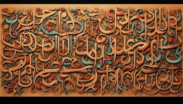 Photo the alphabet arabic hand writing in an old paper