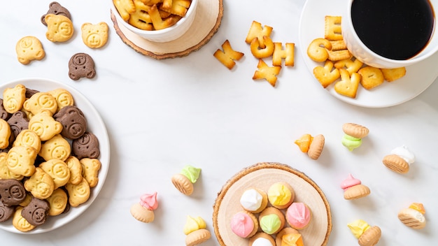 Photo alphabet biscuits with other biscuits