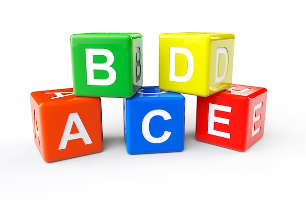 Alphabet Concept. ABCD cubes on a white background