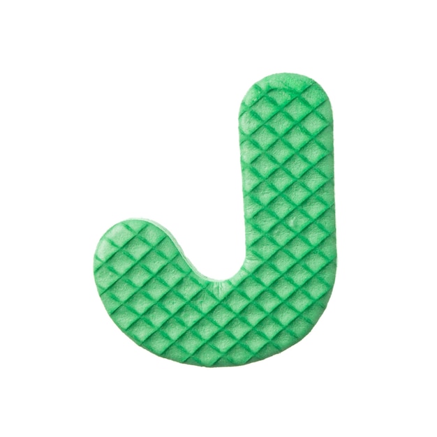 alphabet j made from eva foam isolated on white background