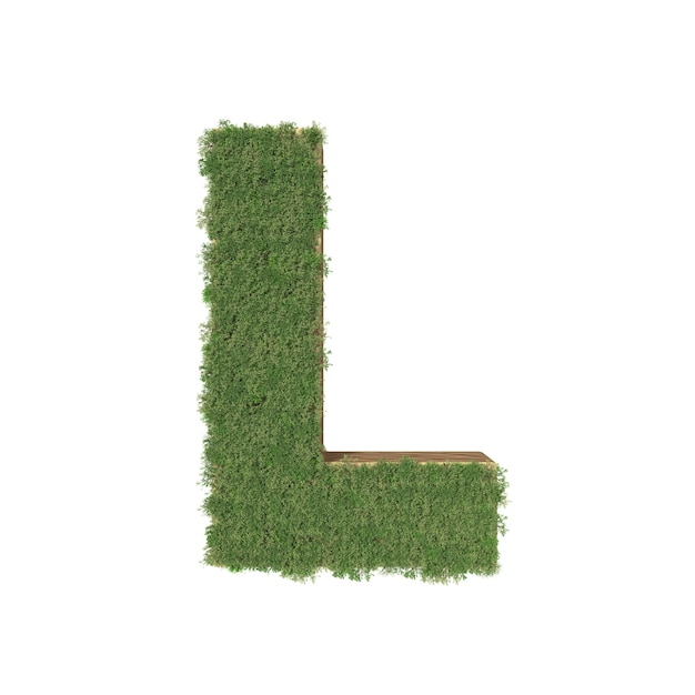 Alphabet L made of green tree on white background