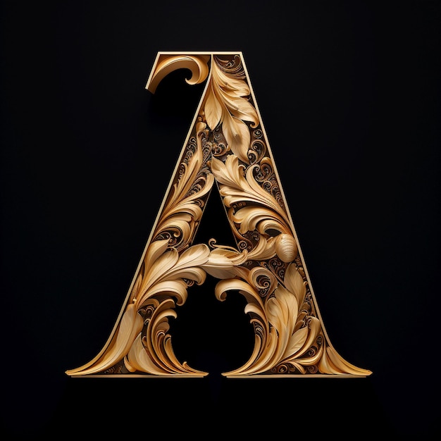 Alphabet letter in golden paper on black background