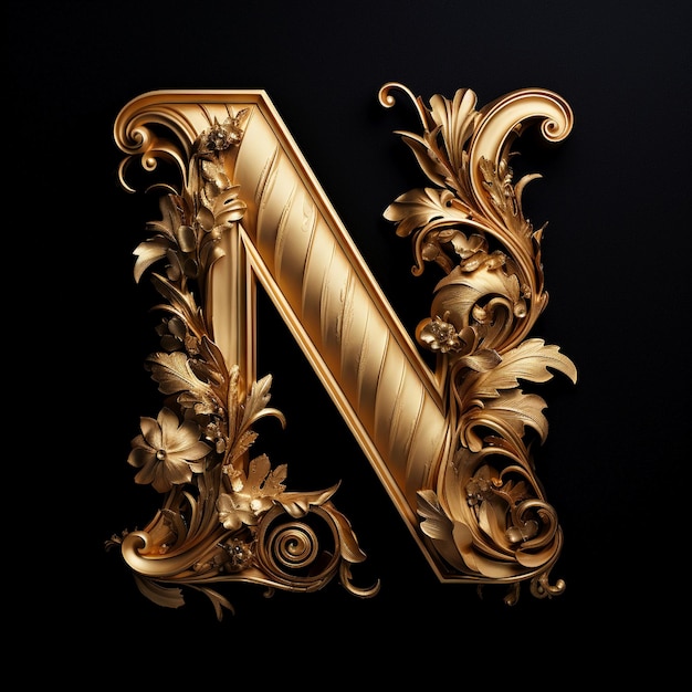 Alphabet letter in golden paper on black background