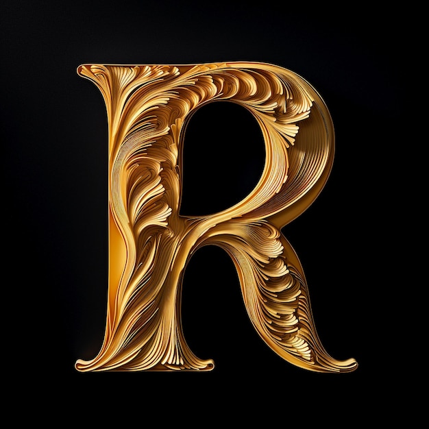 Alphabet letter in golden paper on black background