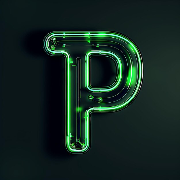 Alphabet of Letter P Tipped With Pointed Neon Glowing Plastic Rod With P Y2K Collage Outline Art