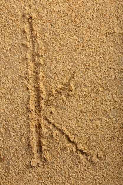 Alphabet letter written on wet beach sand