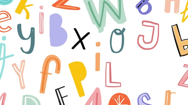 Alphabet png doodle typografie lettertype ontwerpruimte