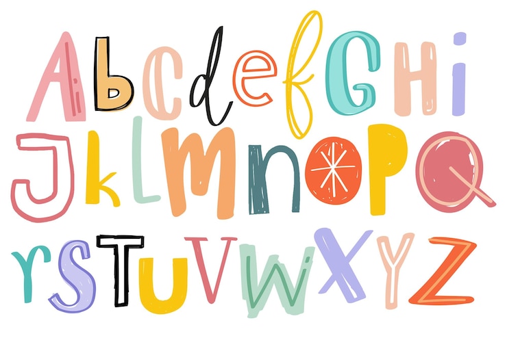 Foto alphabet png doodle typografie lettertype set