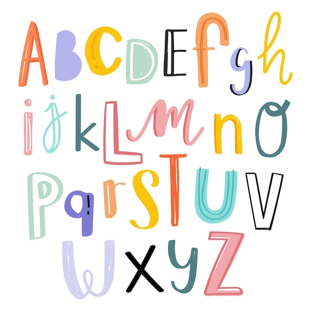 Alphabet png doodle typografie lettertype set