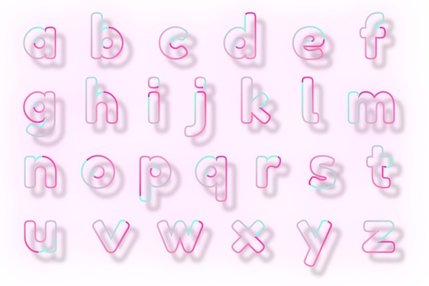Alphabet png roze neon lettertype set