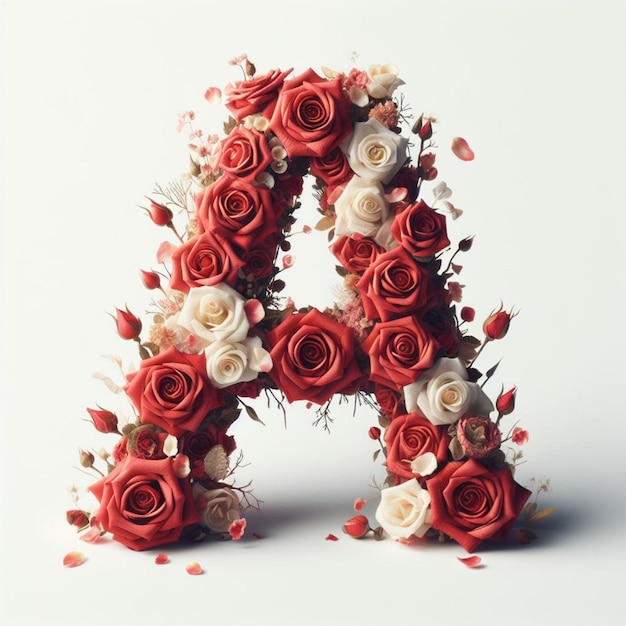 Alphabet A Written With Rose Flower