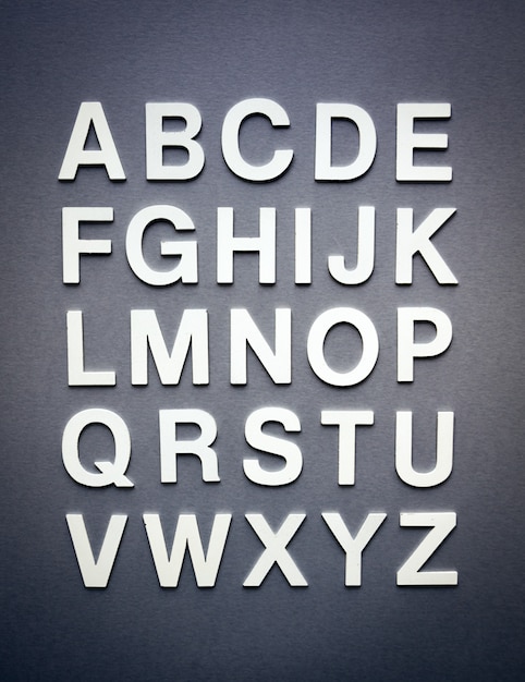 Alfabeto scritto con lettere solide