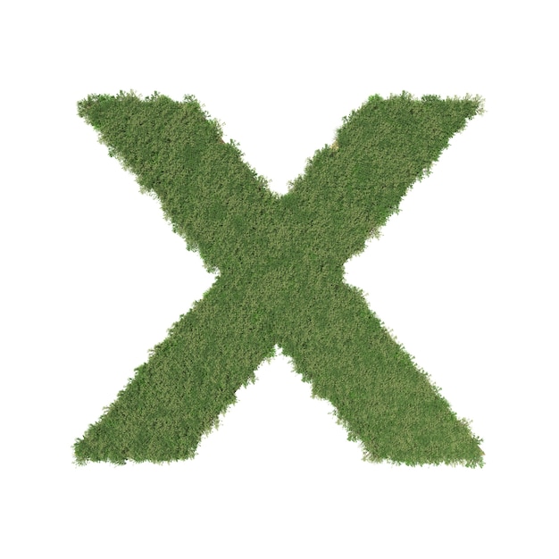 Alphabet X made of green tree 