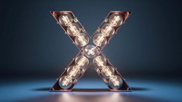 Alphabet x made of light bulb