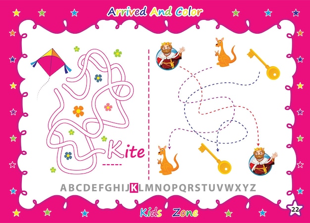 Alphabet a-z exercise with cartoon coloring book kids.