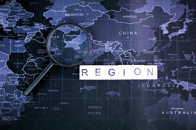 alphabetical letters with the word region the concept of region or area