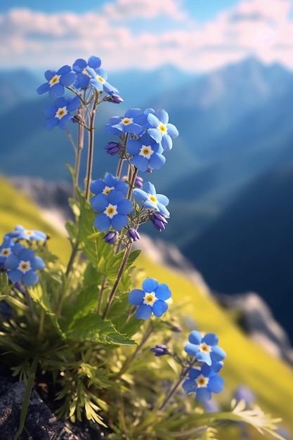 Alpine forget me not flowers Generative AI