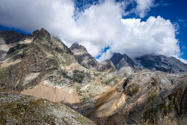 Alpine glaciers and mountains landscape in French alps