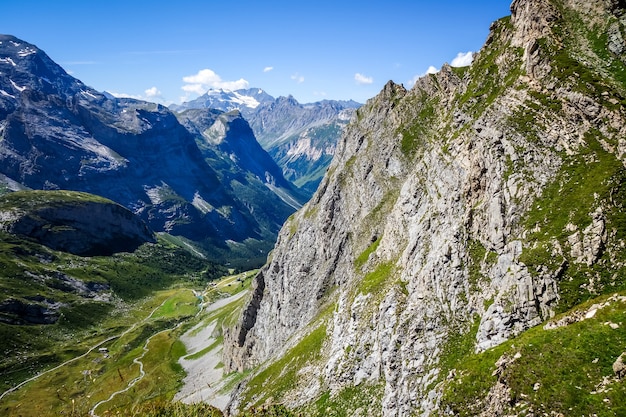 Alpine glaciers and mountains landscape in Pralognan la Vanoise. French alps.