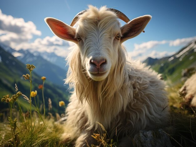 Alpine Goat in its Natural Habitat Wildlife Photography Generative AI