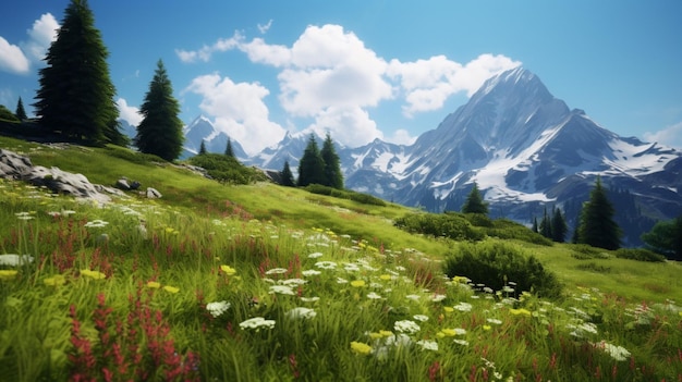 Alpine Meadow Nature Background