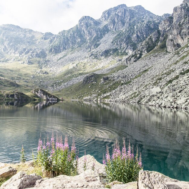 Alpine meer dicht bij het pad naar de top van de berg Monviso, een van de meest schilderachtige bergen van de Alpen