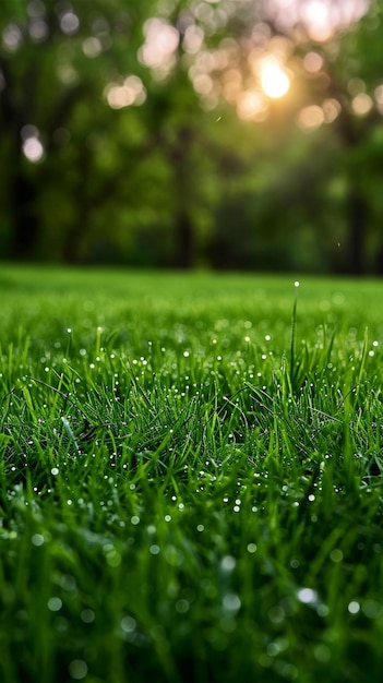 Alpine radiance Fresh green grass in meadow basks in sunlight Vertical Mobile Wallpaper