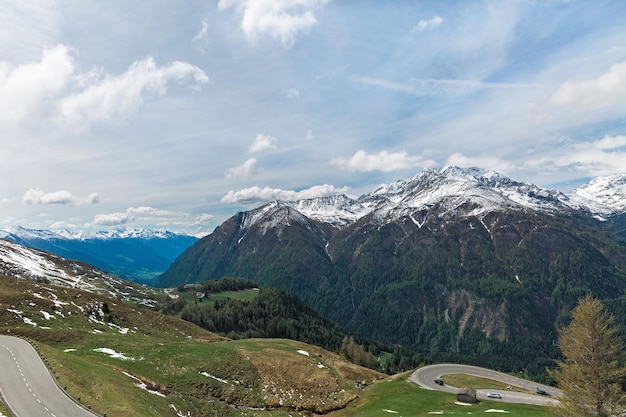 Alpine winter road in the Austrian Alps