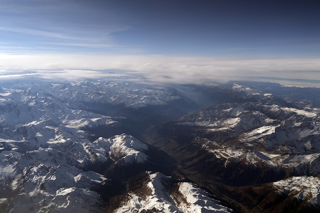 Alps aerial view panorama landscape