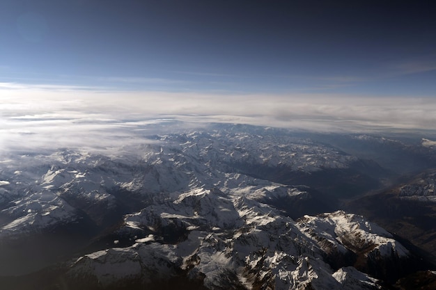 Alps aerial view panorama landscape