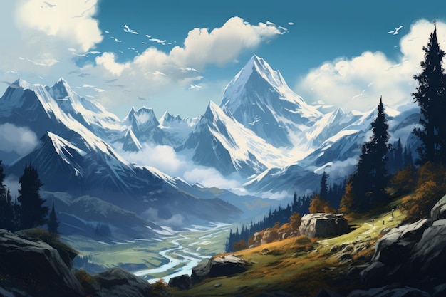 Alps landscape mountains Alps peak rock Generate Ai