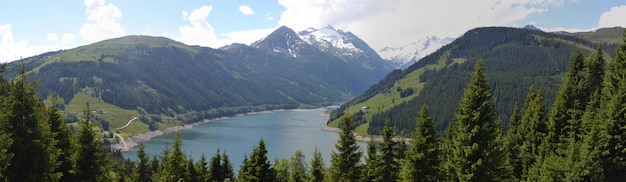 Alps mountains and lake in Austria panorama